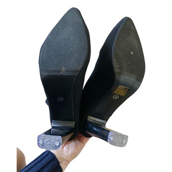 SHEIN Womens Size US 8 EU 39 Black Pointed Toe Knitted High Heel Shoes Boots - Picture 5 of 8